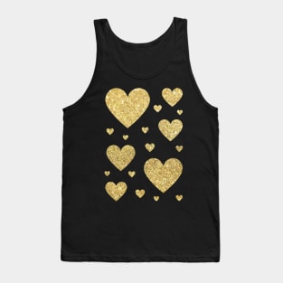 Traditional Gold Faux Glitter Hearts Tank Top